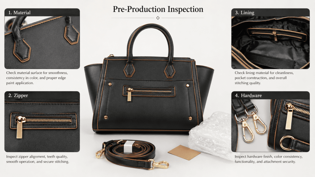 Custom bag quality control material inspection for OEM ODM bags