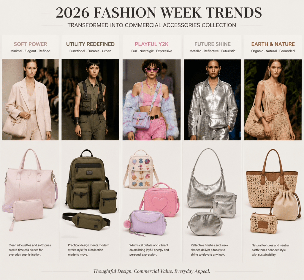 Fashion Week 2026 trends translated into a commercial accessory collection